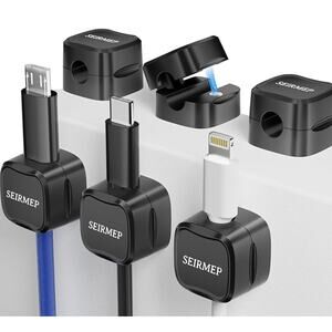 NIB Magnetic Cable Holder 6 Pack Cord Adhesive Clips Wire Organizer Wall Desktop